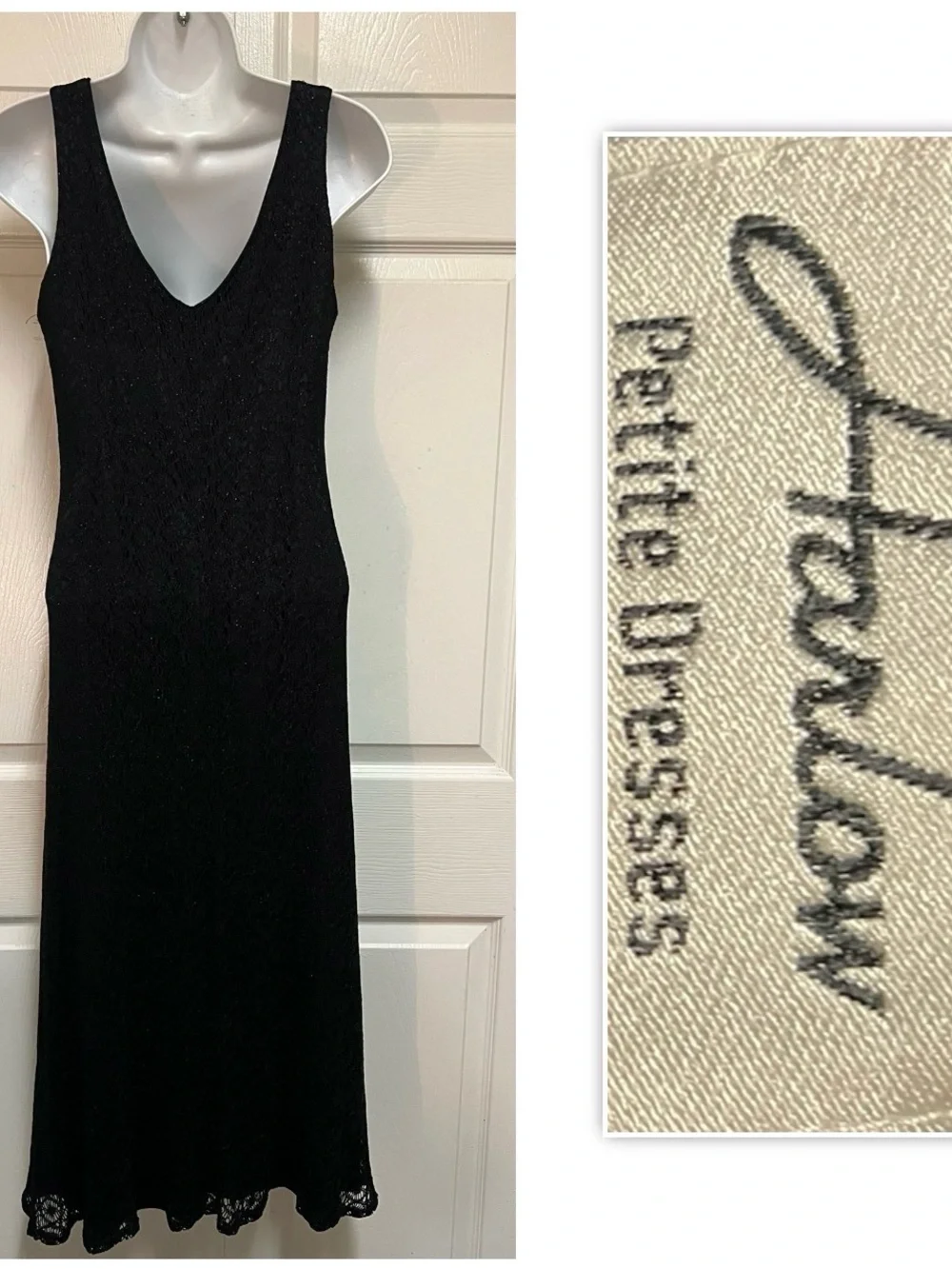 Harlow Petite Black Lace Overlay Dress